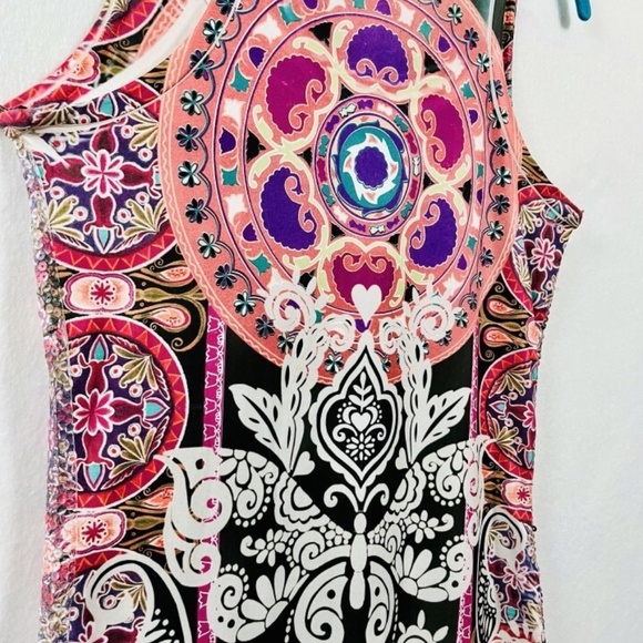 Love Tease Stunning Sequin Tank Tap Women's Medium Tattoo pattern EUC - Picture 4 of 7